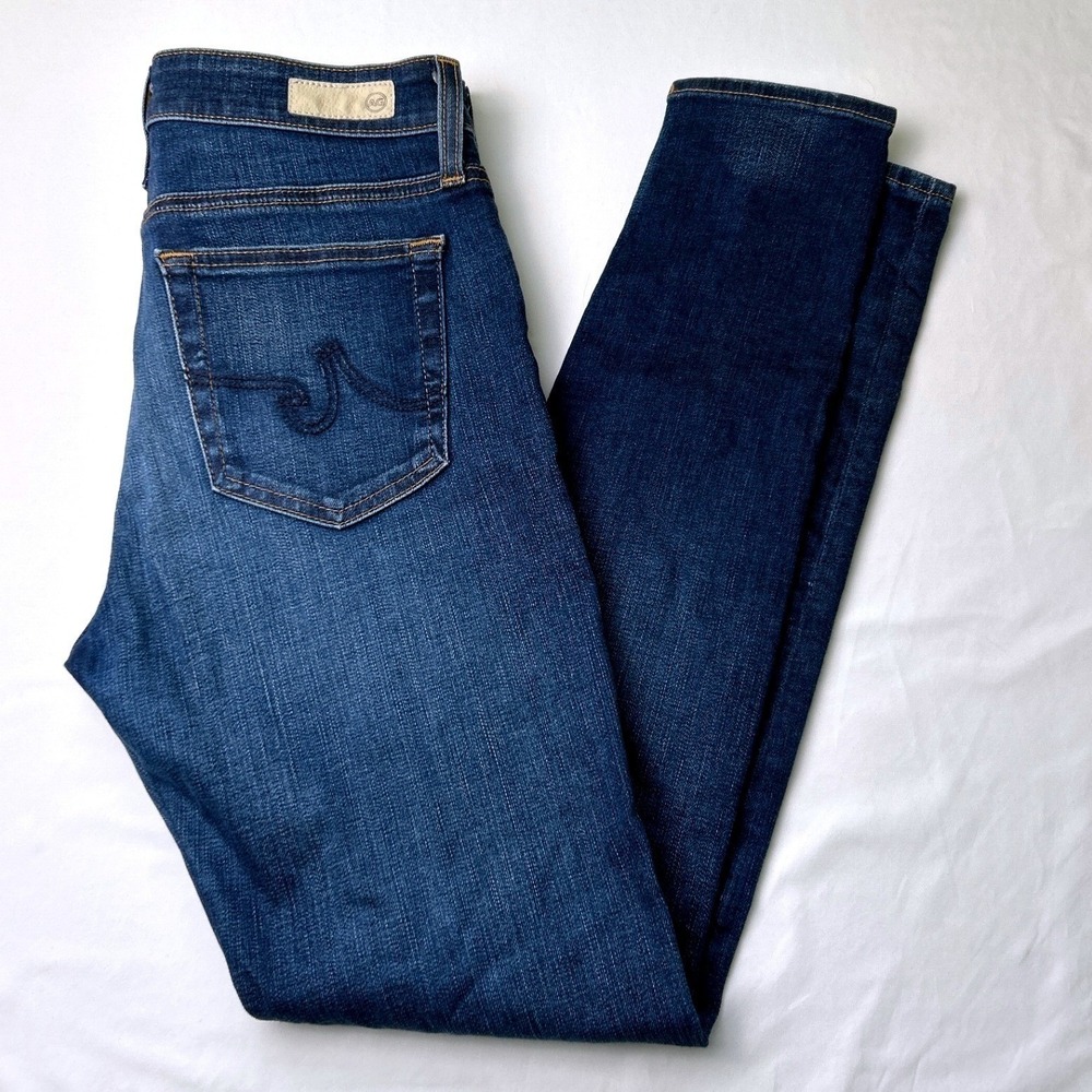AG Adriano Goldschmied High Rise Skinny Ankle Jeans Blue Size 27/4 Distressed